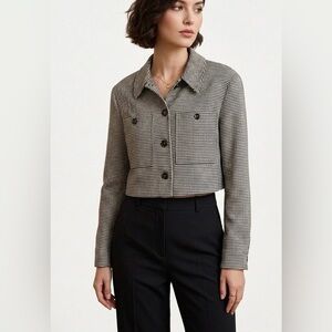 Maison d’ Amelie Paris, by Anthropologie Chic Black and White Houndstooth Blazer